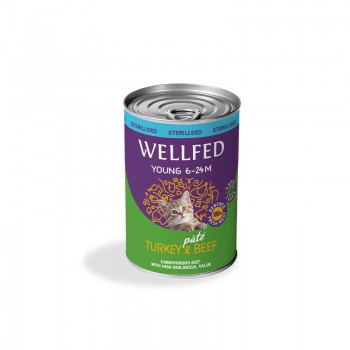 WELLFED YOUNG-STERIL Turkey & Beef 400gr
