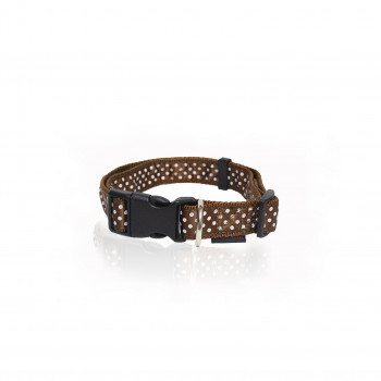 DOG COLLAR DOTS-CHOCO L 2.5 X 47-70CM