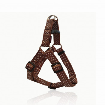 DOG HARNESS DOTS CHOCO XS 15mm X 26-40CM