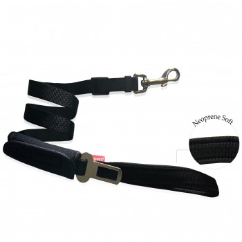 GO GET 2IN1 SEAT BELT & LEASH BLACK 2cmX40-100cm