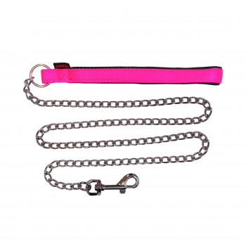 CHAIN LEAD WITH NYLON NEOPRENE HANDLE F.PINK3mmX120cm