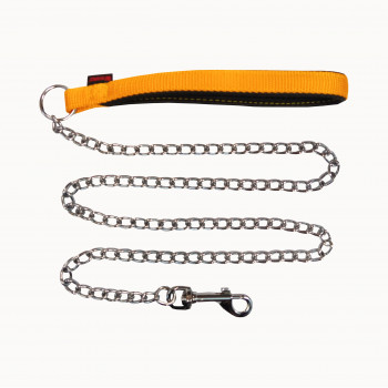 CHAIN LEAD WITH NYLON NEOPRENE HANDLE YELLOW3mmX120cm