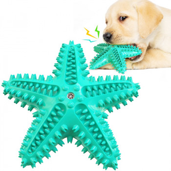 SQUEAKER STARFISH DOG TOOTHBRUSH L. BLUE 165x160x41mm