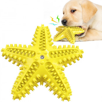 SQUEAKER STARFISH DOG TOOTHBRUSH YELLOW 165x160x41mm