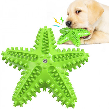 SQUEAKER STARFISH DOG TOOTHBRUSH GREEN  165x160x41mm