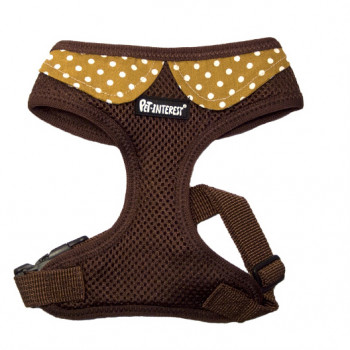 MESH HARNESS BROWN & COLLAR DOTS XS